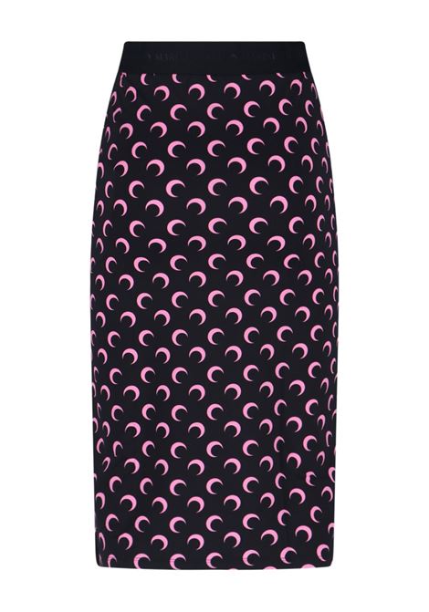 moon printed jersey knee length skirt woman black and pink MARINE SERRE | WSK123ACJER0001BK90